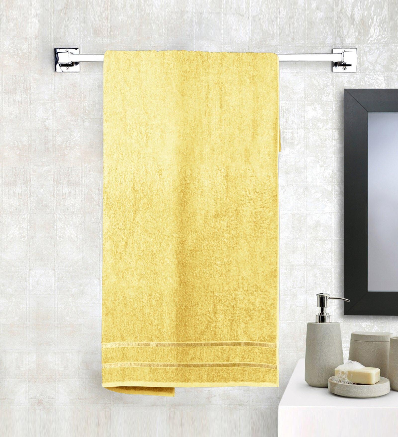 Yellow Solid 450 GSM Cotton Bath Towel