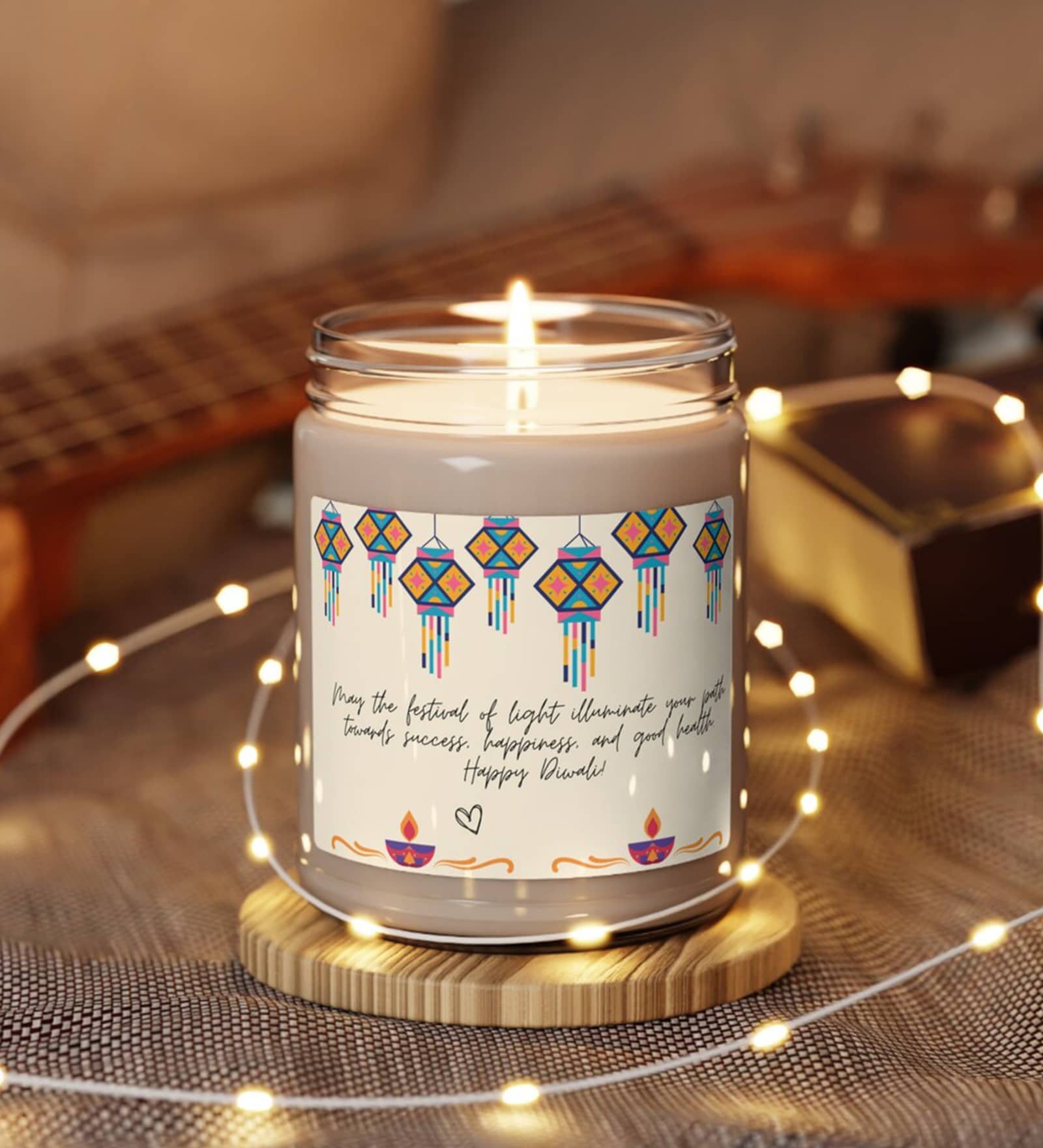 Lemongrass Scented Diwali Festive 6Oz Glass Jar Candle