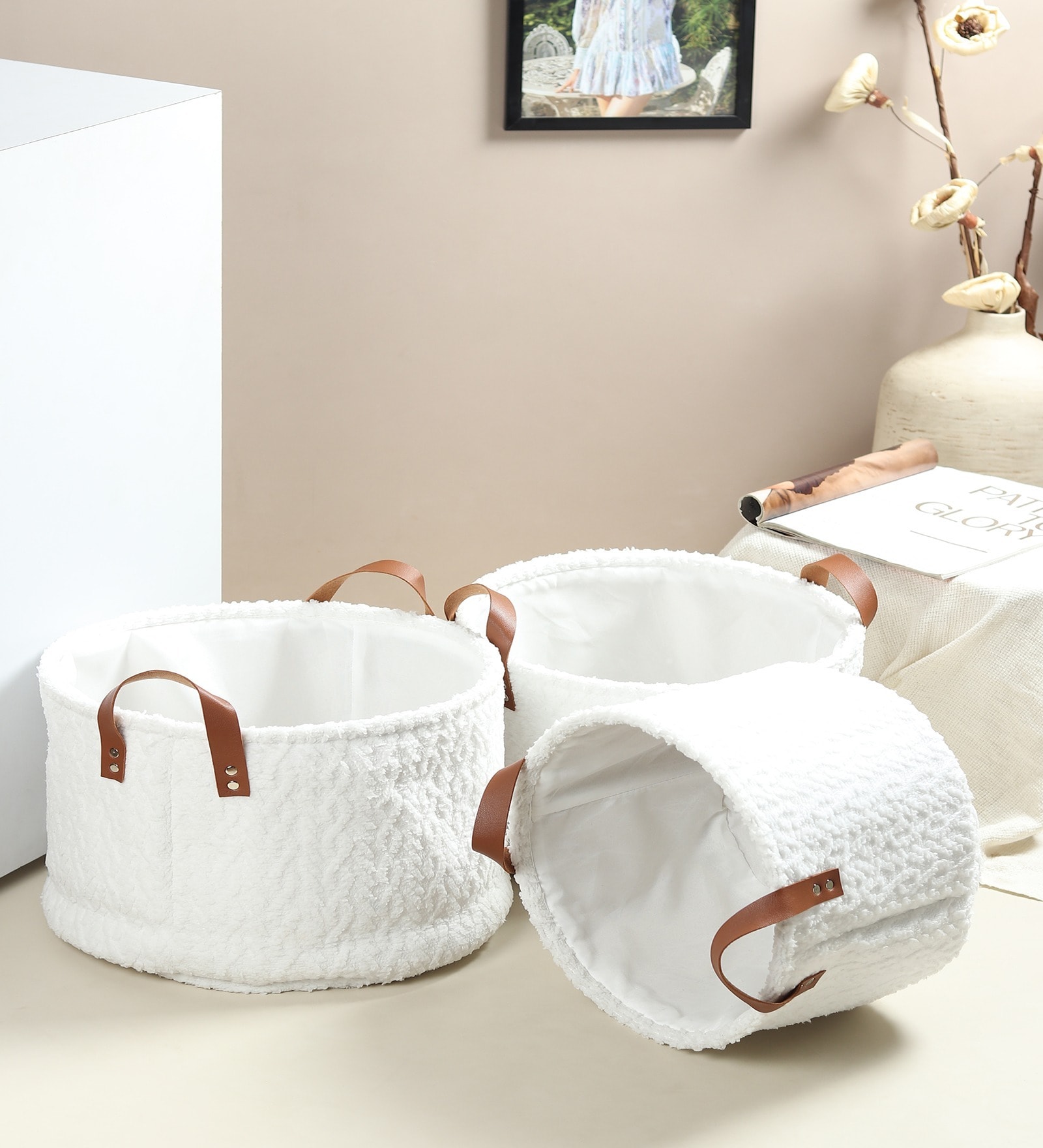 Leni Ivory Basket Set Of 3
