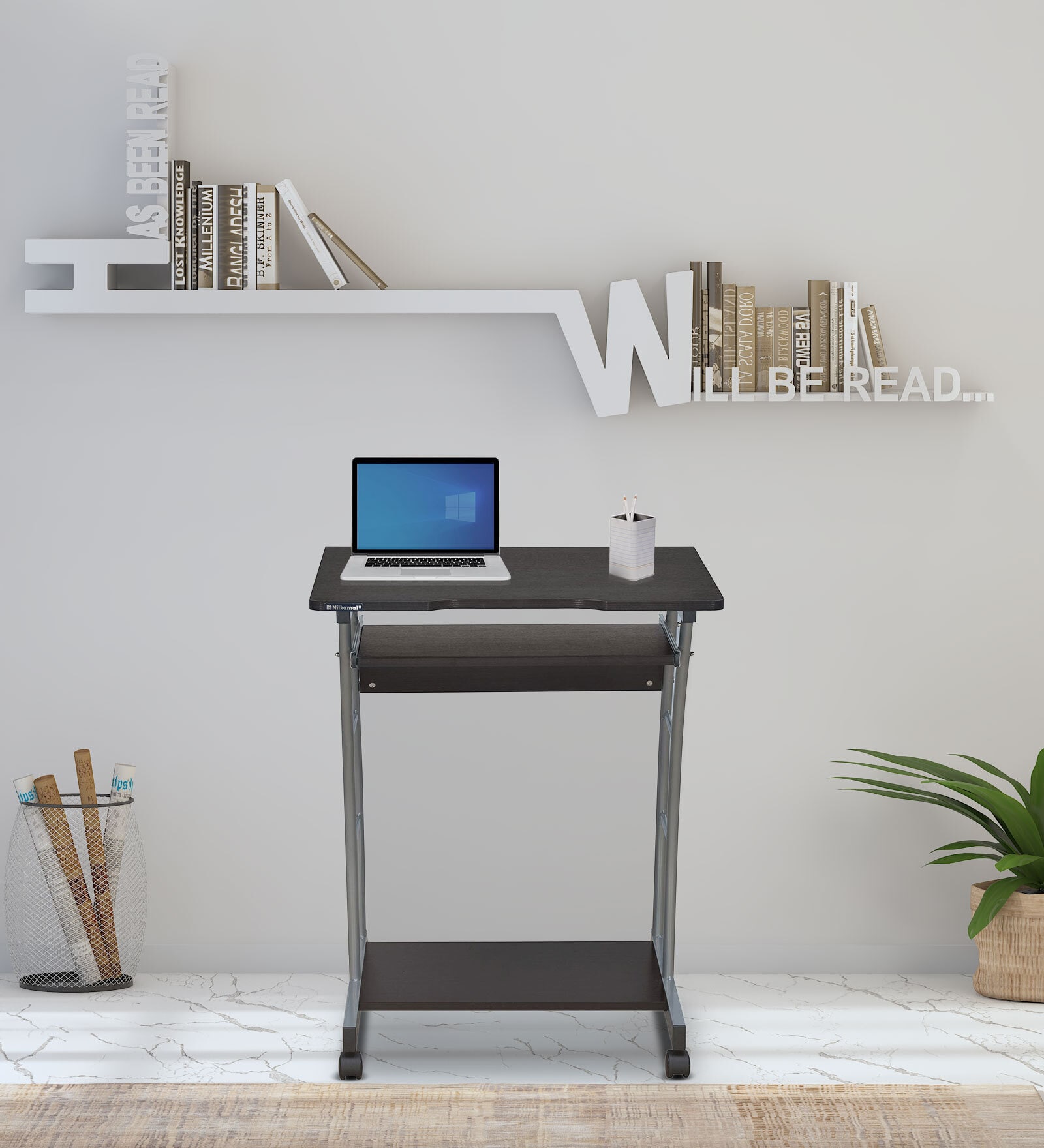 Leo Computer Table in Black & Walnut Finish