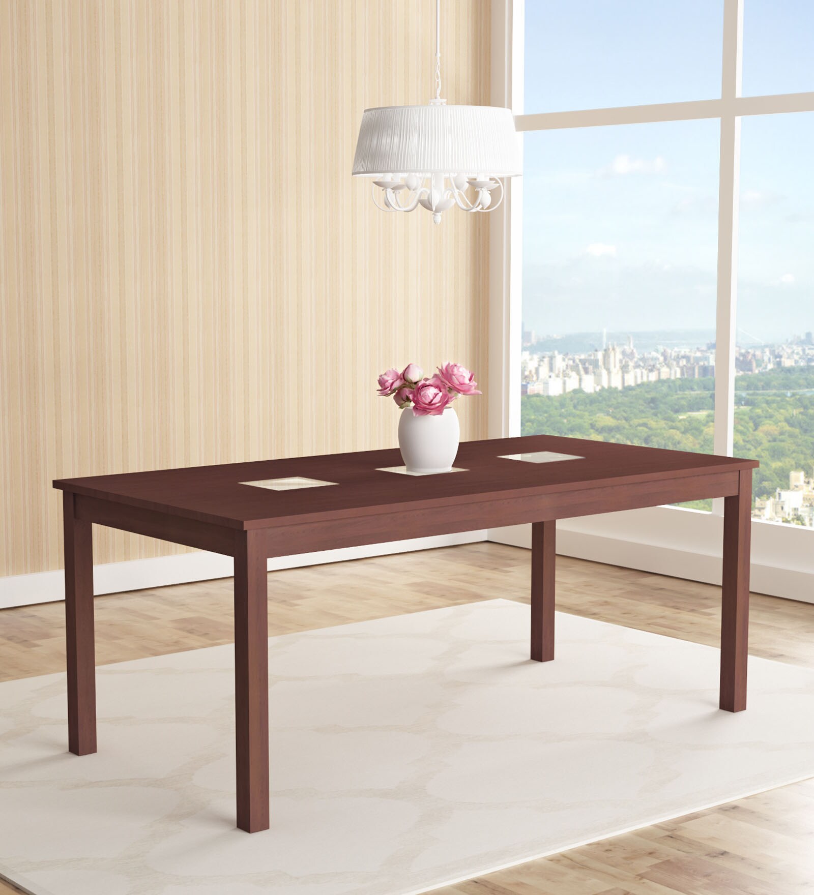 Buy Leo 6 Seater Dining Table in Indian Mahogany by Godrej Interio