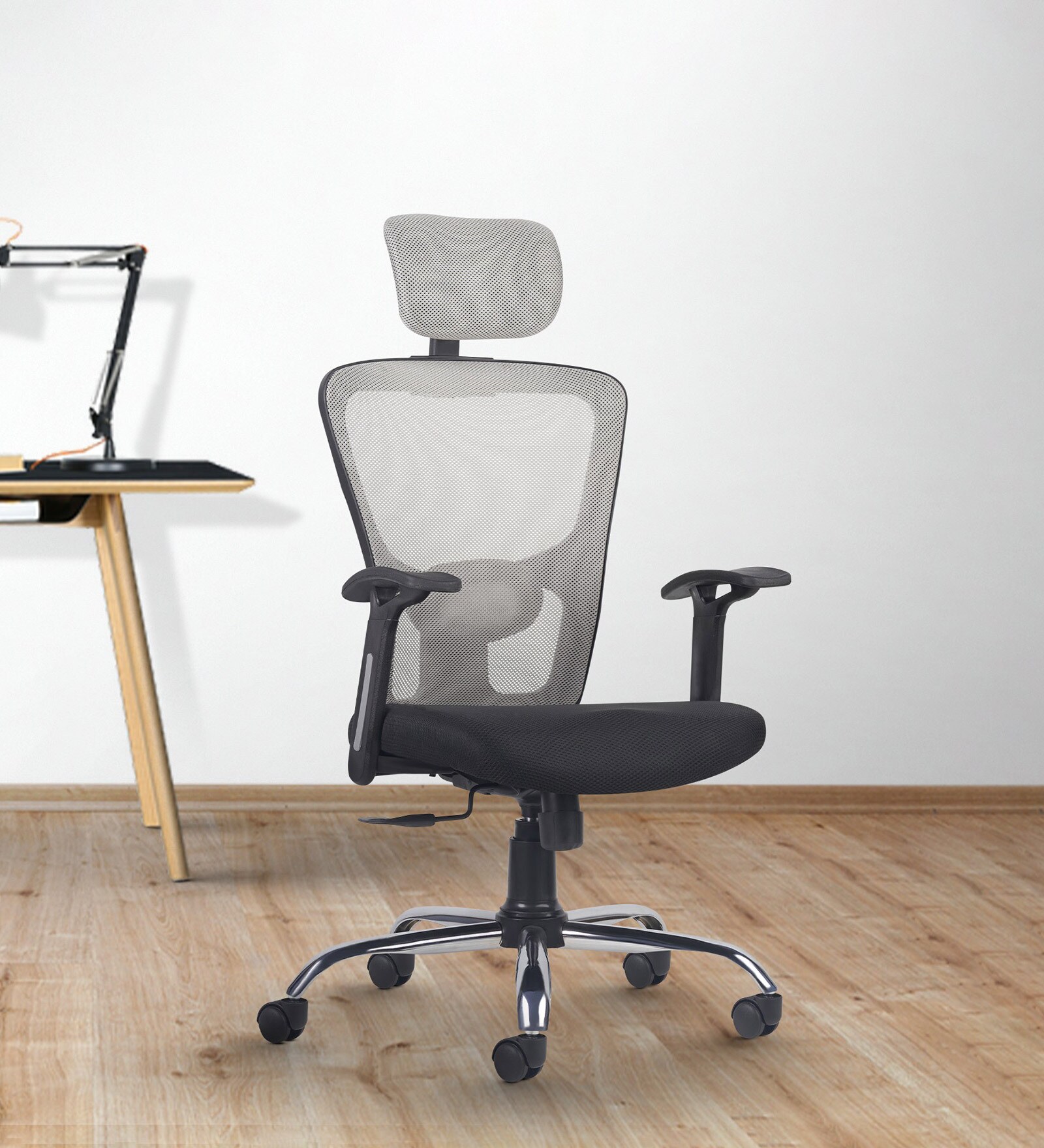 Leo Wave Breathable Mesh Ergonomic Chair in Grey Colour