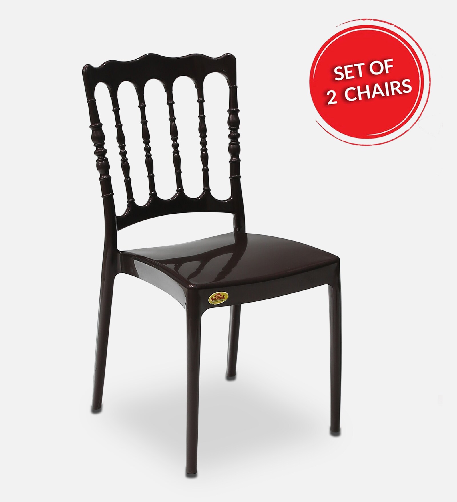 Leon Plastic Chair in Brown Colour , (Set Of 2)