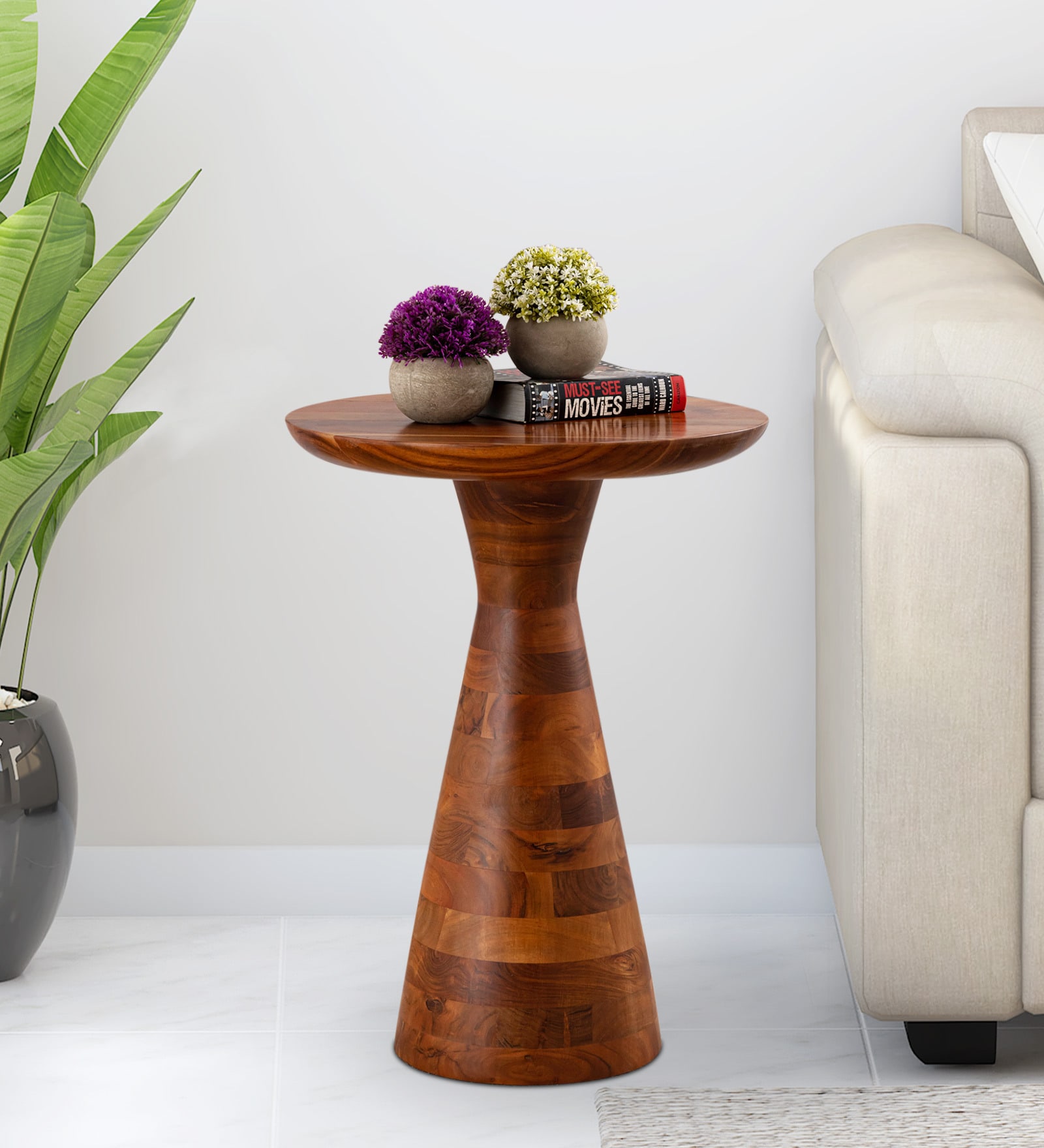 Leon Solid Wood End Table In Natural Finish