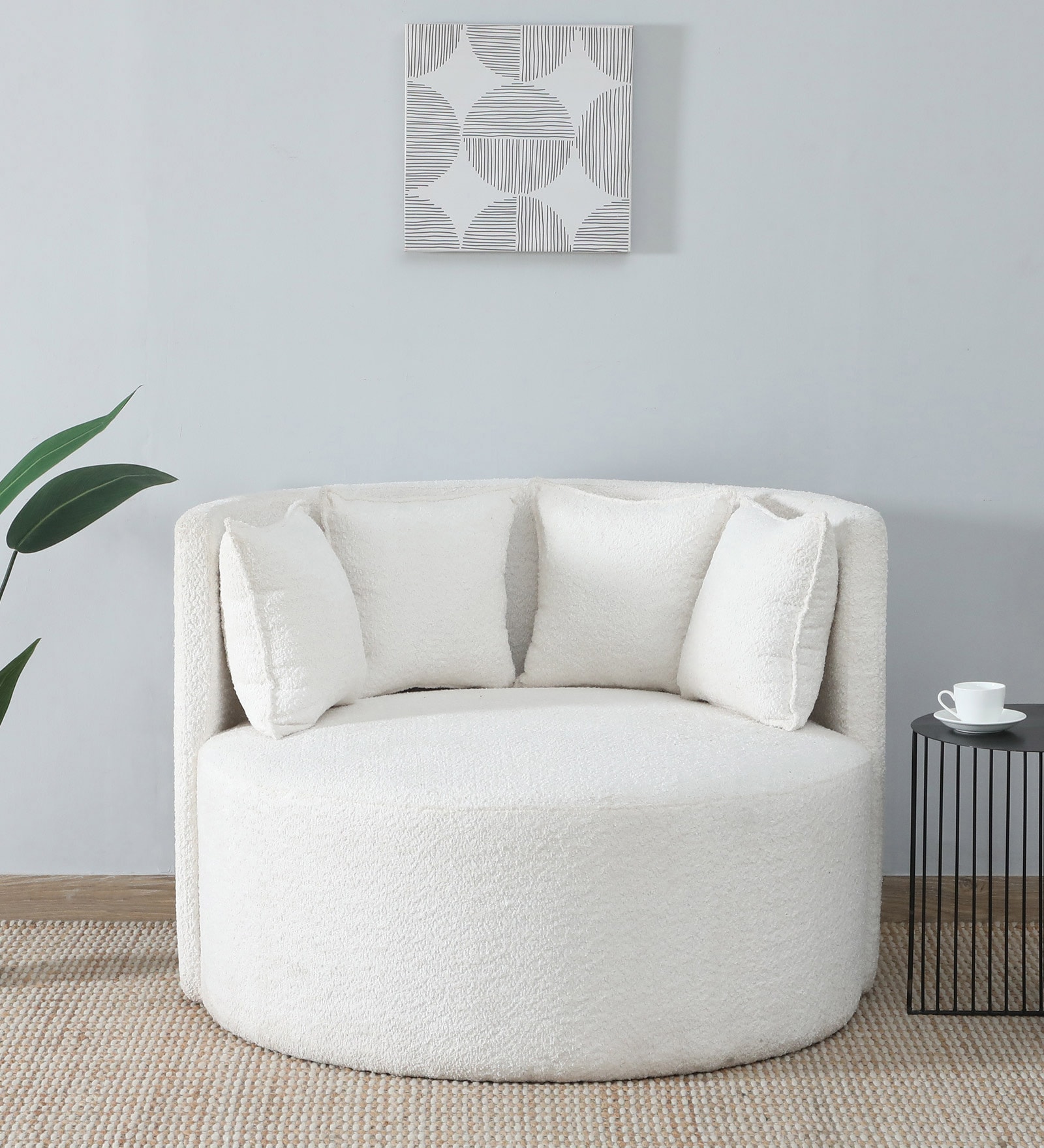 Leonel Boucle Accent Sofa In White Colour