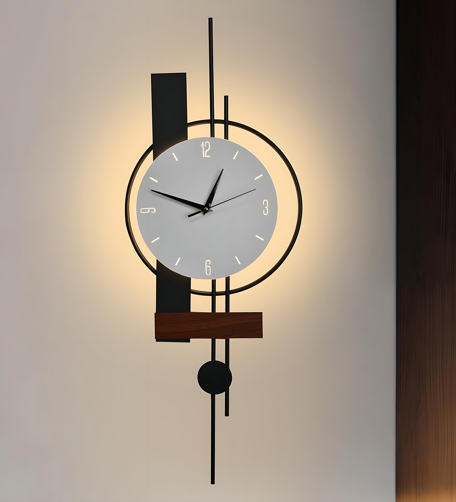 Lerzo LED Wall Clock Modern Decorative Clock with 3 Light Modes (Warm, Natural, Cool) | Premium Marble Resin Finish | Bedroom & Living Room | 1Year Warranty