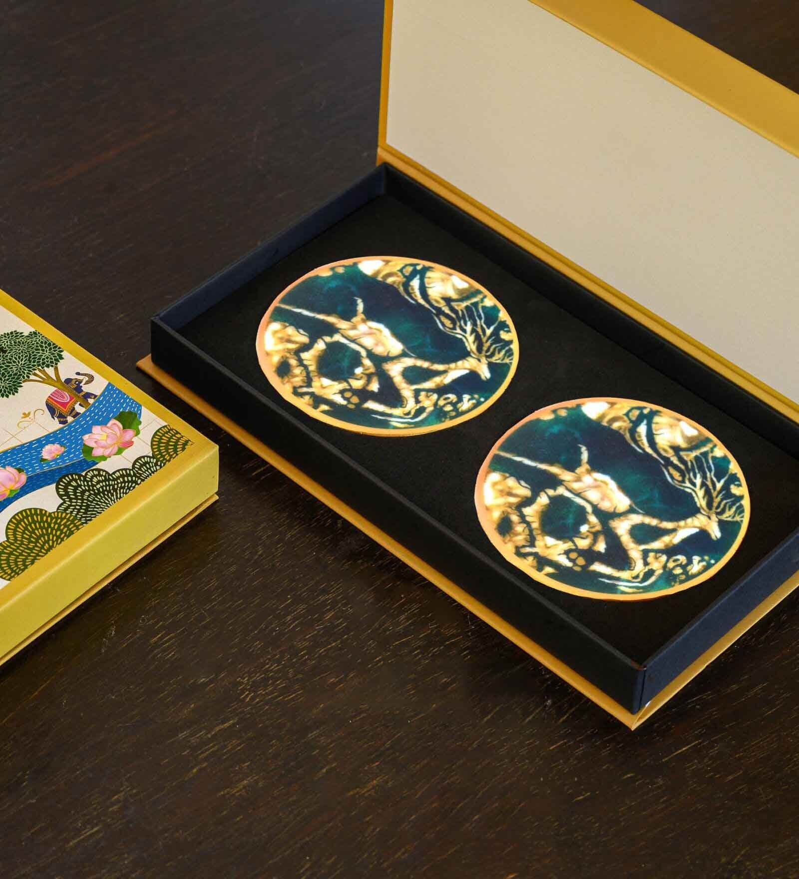 Green (4 x 4 Inches) Marble (Set of 2) Coasters