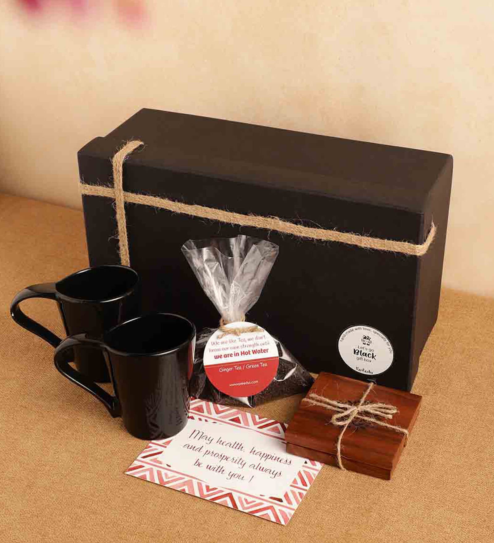 Ceramic Brown Mug & Coaster Handpainted Gift Box