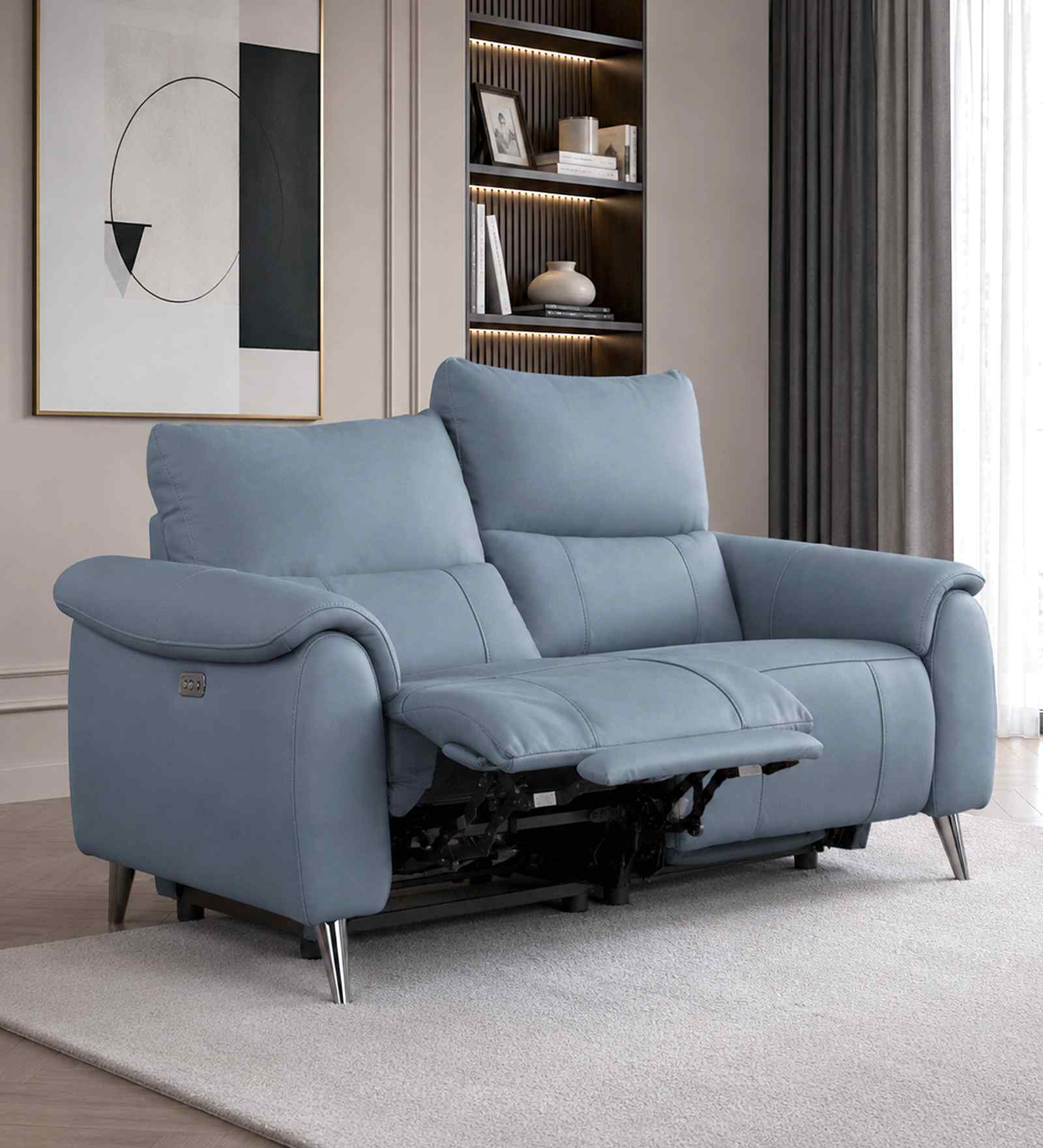 Levanto Motorised 2 Seater Recliner In Cobalt Blue Colour