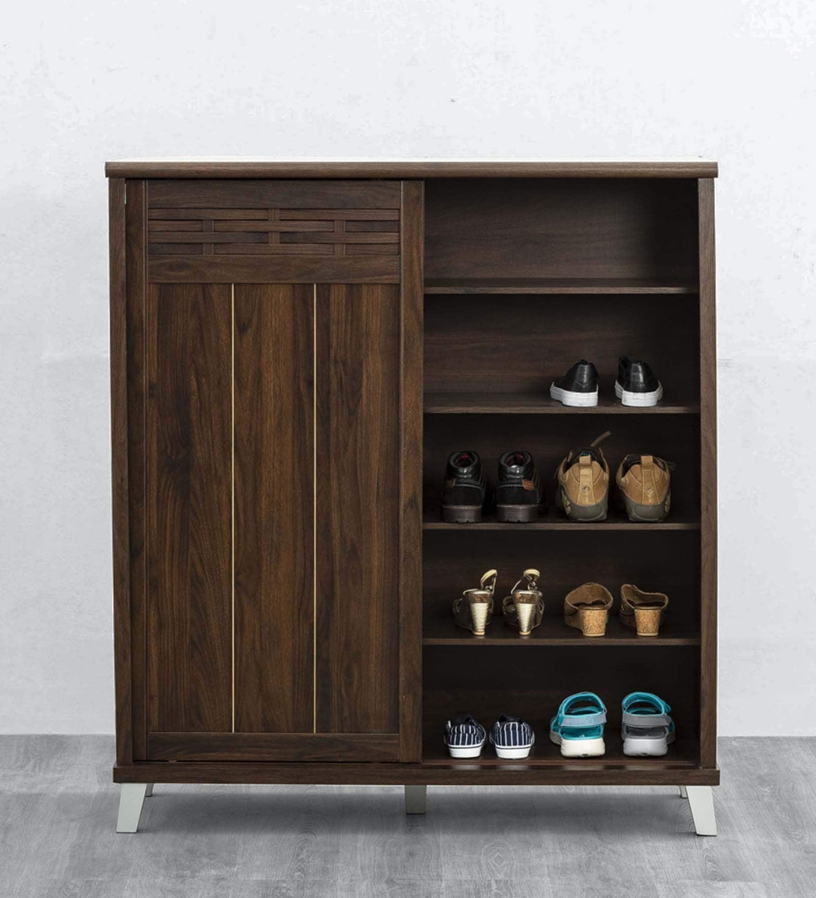 Buy Lewis Sliding Door Shoe Cabinet In Brown Colour By Home Centre 