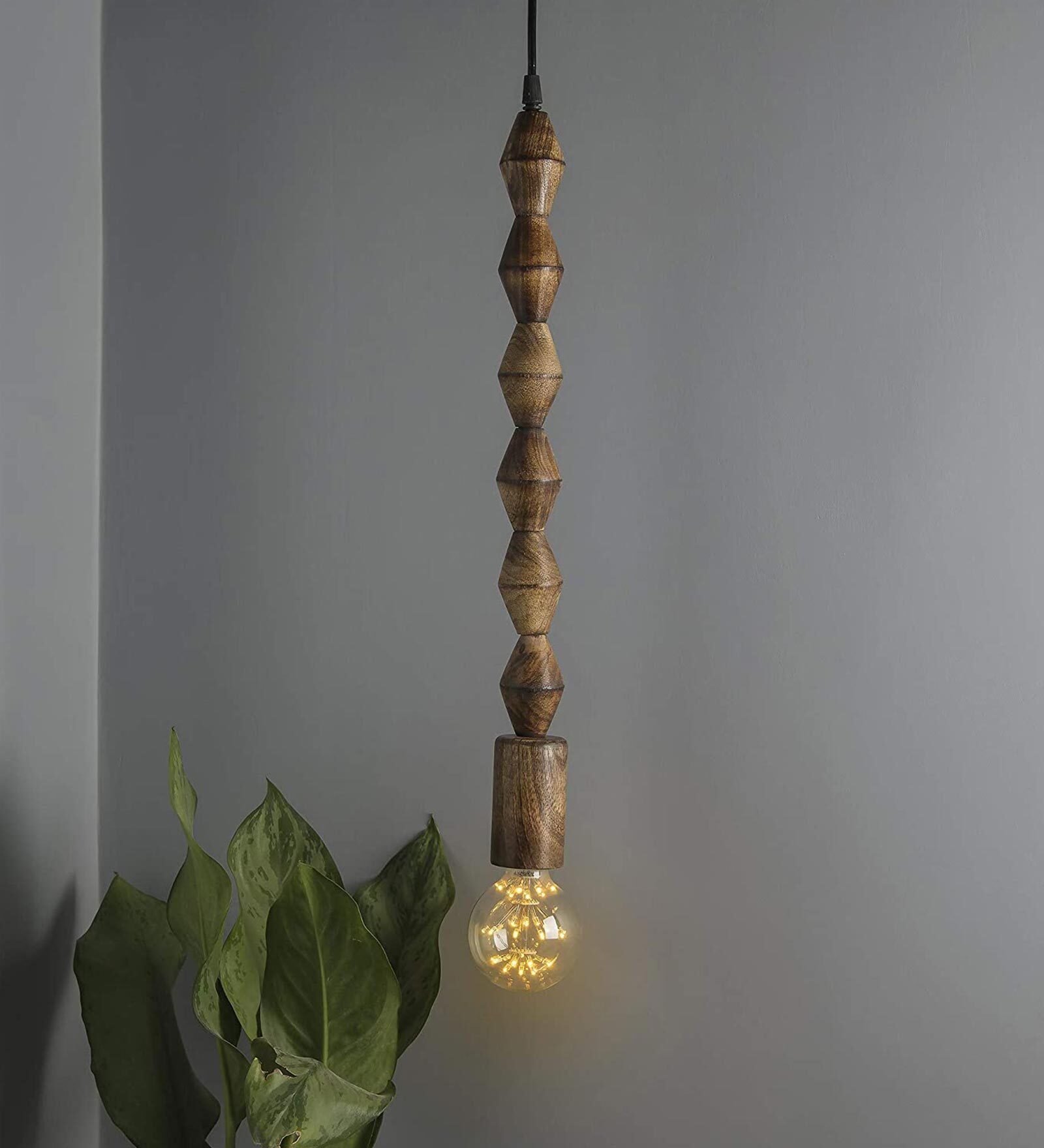 Lexus Black Wood Hanging Light