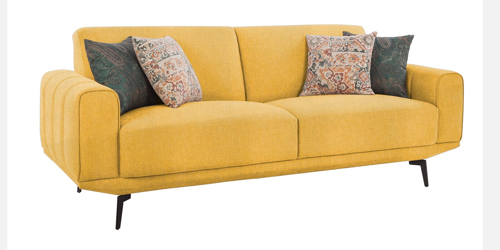 Lebanon Chenille Fabric 3 Seater Sofa In Camel Yellow Colour Lebanon Chenille Fabric 3 Seater Sofa In Camel Yellow Colour