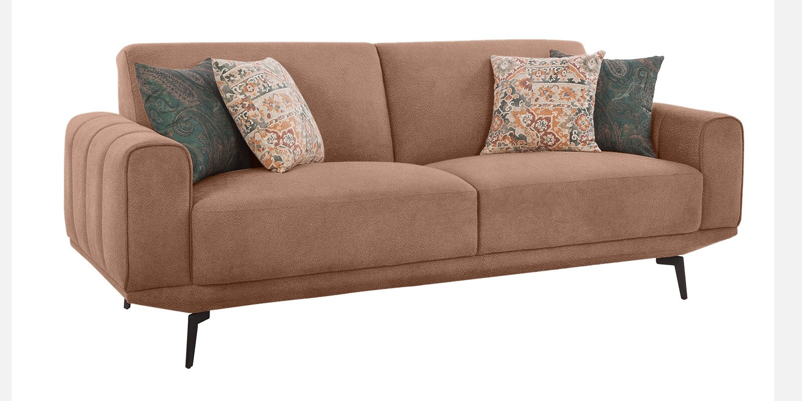 Lebanon Vegan Leather 3 Seater Sofa In Bright Brown Colour