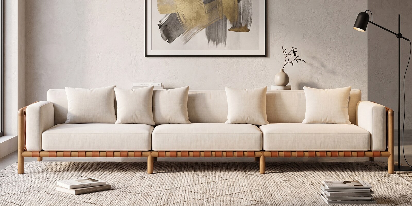 Leiro 3 Seater Sofa In White Colour