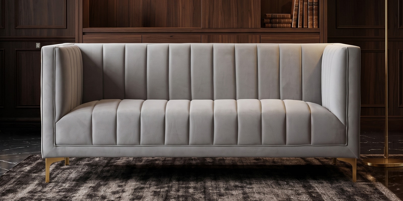 Lem Velvet 3 Seater Sofa in Grey Colour