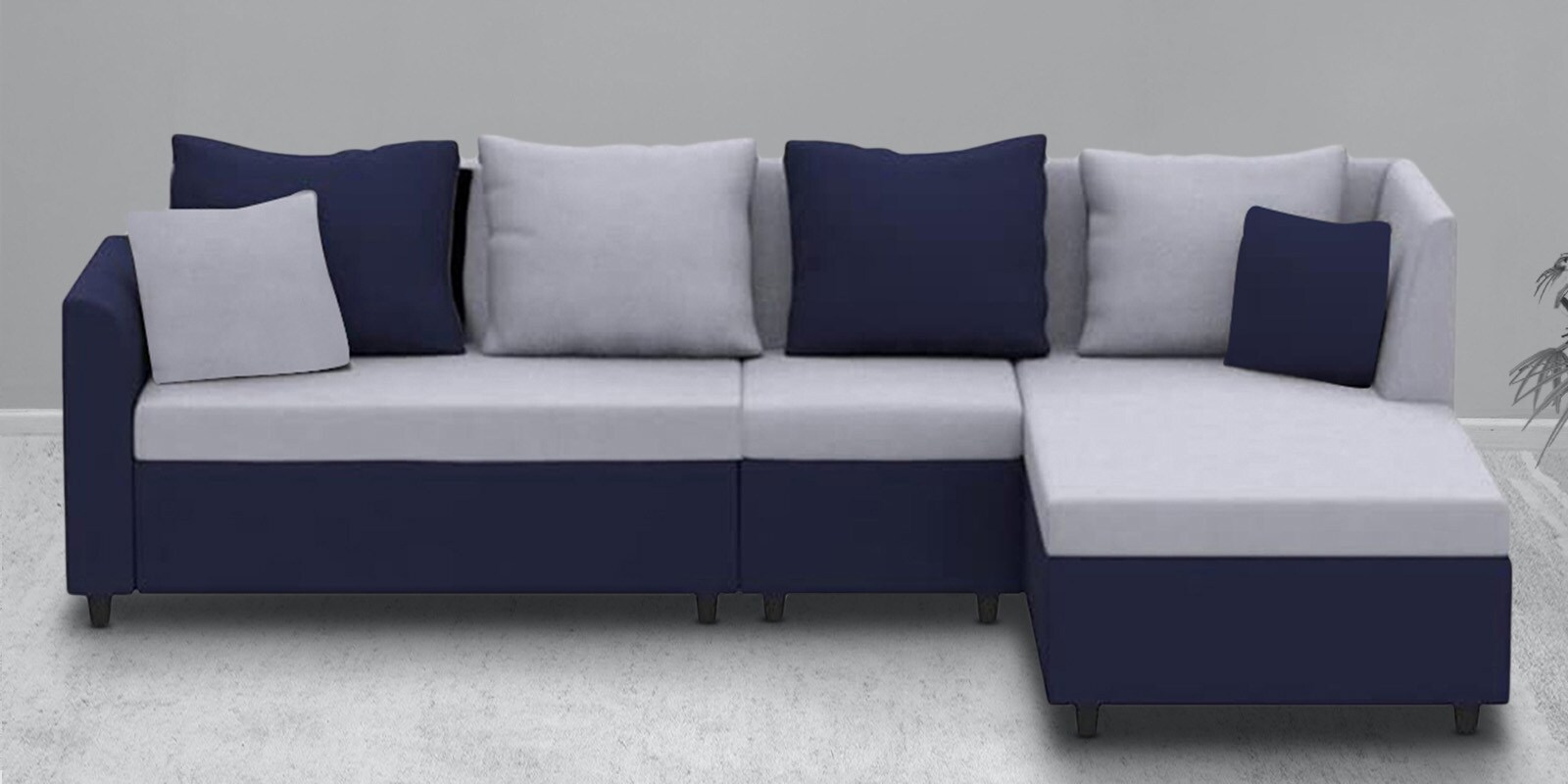 Lenorio 6 Seater LHS Sofa in Blue & Grey Colour