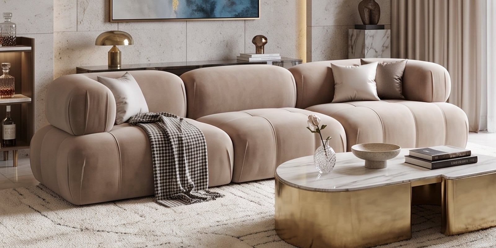 Leon Cotton Mink Fabric 3 Seater Sofa In Tan Colour Leon Cotton Mink Fabric 3 Seater Sofa In Tan Colour