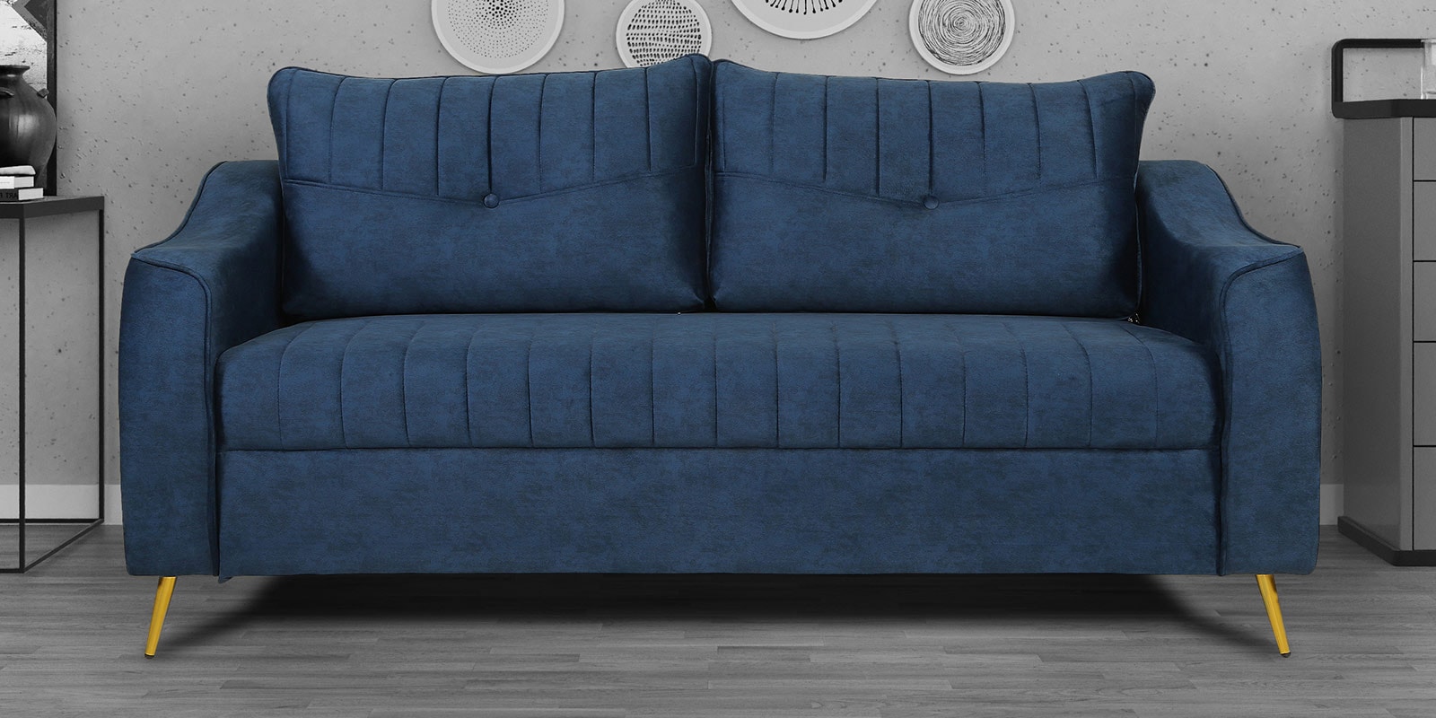 Leona Velvet 3 Seater Sofa in Royal Blue Colour