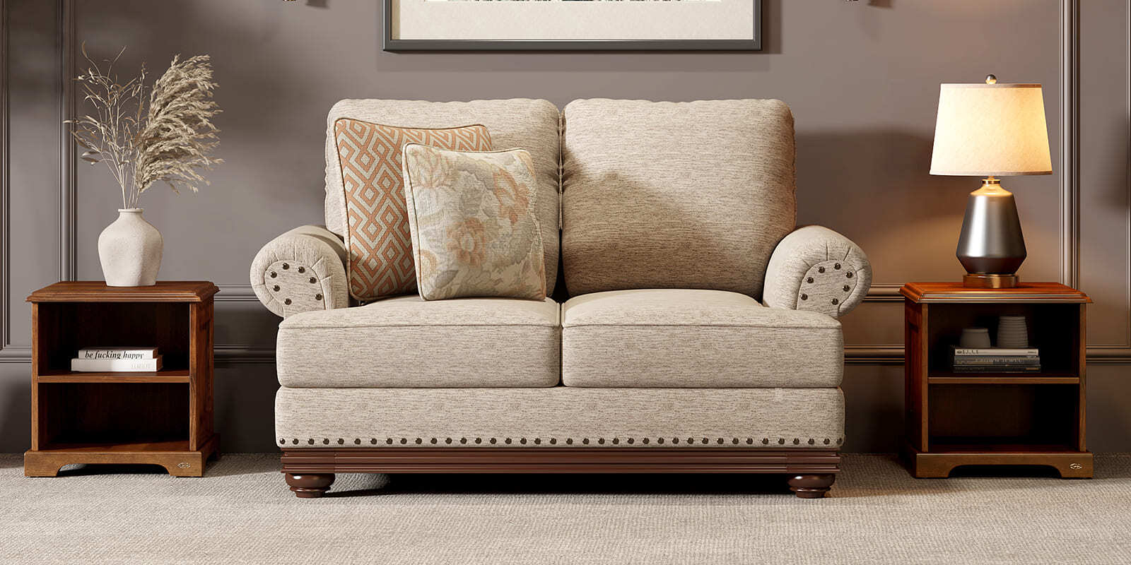 Lewis 2 Seater Sofa In Beige Colour Lewis 2 Seater Sofa In Beige Colour
