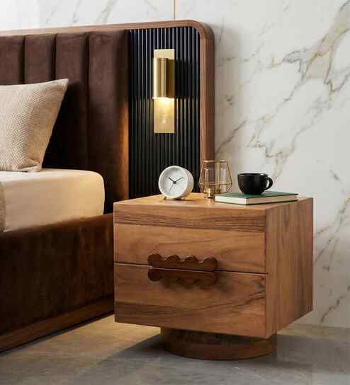 Le Dame Bedside With In Acacia Wood Finish