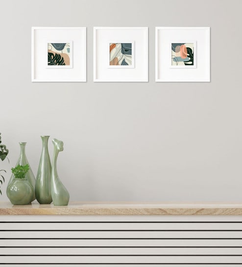 Imperial Multicolour Synthetic Wood Framed Floral Art Print Set of 3