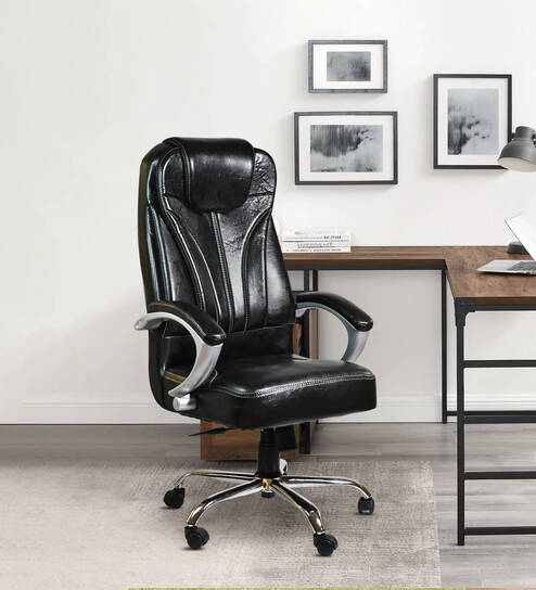 Leaf Leatherette Executive Chair in Black Colour