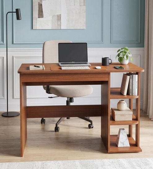 Learnix Brown Colour Office Table In Walnut Finish
