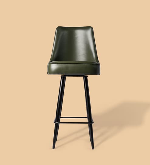 Leather Bar Stool in Olive Green Colour