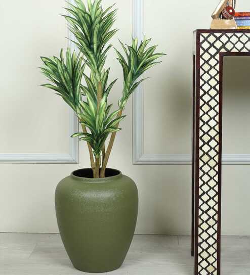 Leather Luxe Premium Green Finish Planter (Green)