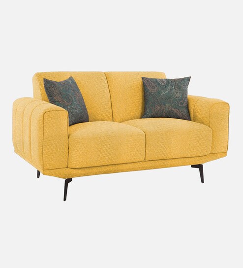 Lebanon Chenille Fabric 2 Seater Sofa In Camel Yellow Colour