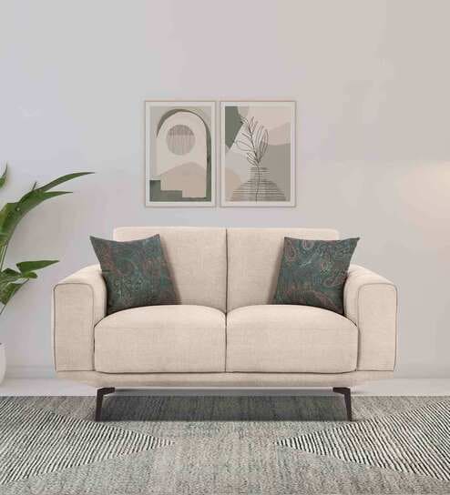 Lebanon Chenille Fabric 2 Seater Sofa In Cream Colour