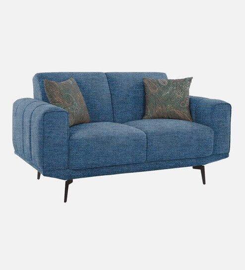 Lebanon Chenille Fabric 2 Seater Sofa In Denim Blue Colour