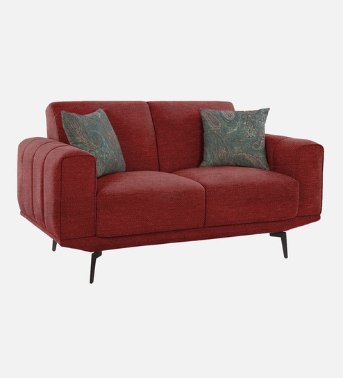 Lebanon Chenille Fabric 2 Seater Sofa In Garnet Red Colour