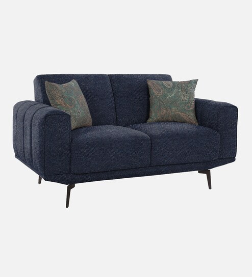 Lebanon Chenille Fabric 2 Seater Sofa In Navy Blue Colour