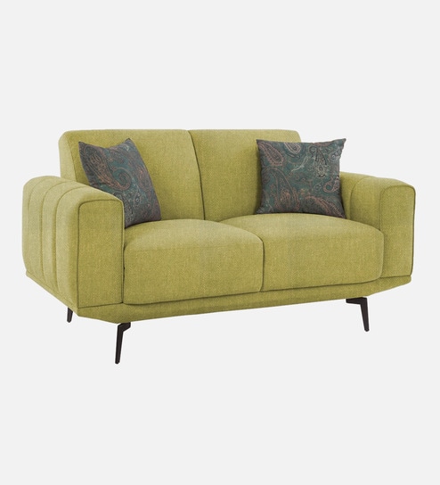 Lebanon Chenille Fabric 2 Seater Sofa In Olive Green Color