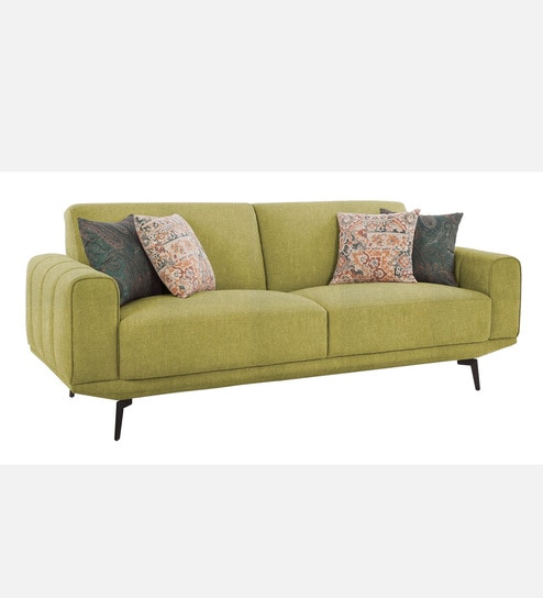 Lebanon Chenille Fabric 3 Seater Sofa In Olive Green Color