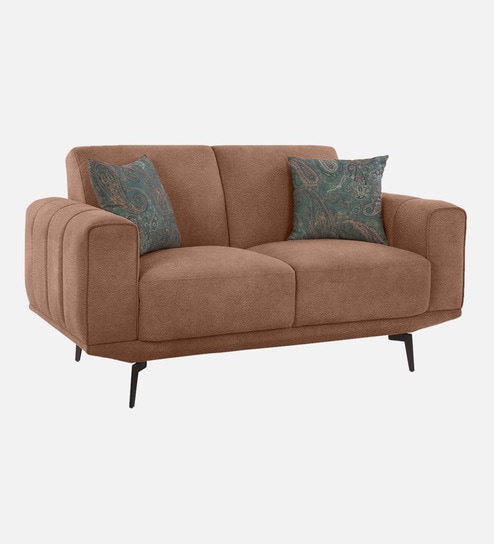 Lebanon Vegan Leather 2 Seater Sofa In Bright Brown Colour