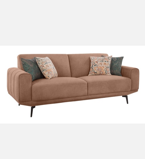 Lebanon Vegan Leather 3 Seater Sofa In Bright Brown Colour