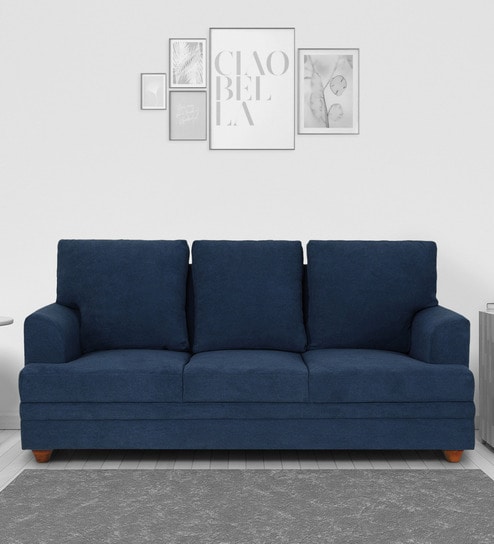 Leipzig Fabric 3 Seater Sofa in Blue Colour
