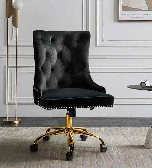 Leisel Velvet Fabric Executive Chair In Black Colour