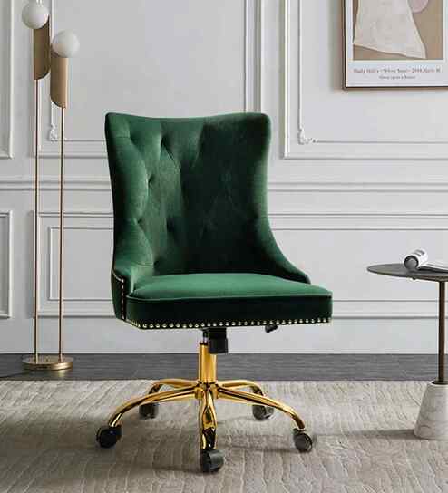 Leisel Velvet Fabric Executive Chair In Green Colour