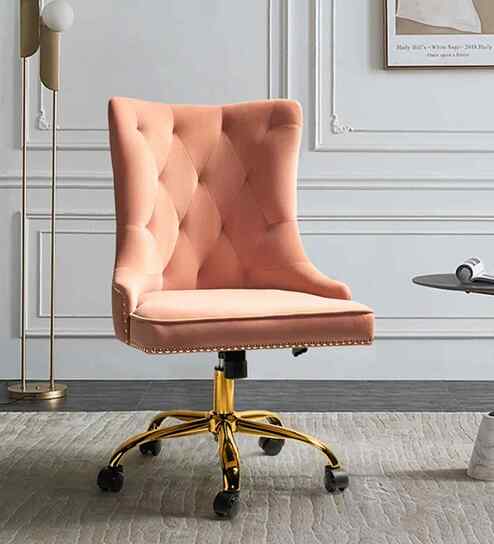 Leisel Velvet Fabric Executive Chair In Pink Colour