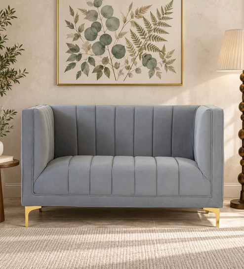 Lem Velvet 2 Seater Sofa in Grey Colour