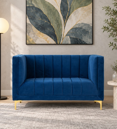 Lem Velvet 2 Seater Sofa in Navy Blue Colour