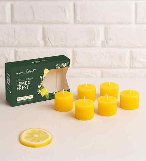 Lemon Scented Set of 6 Votive Candles