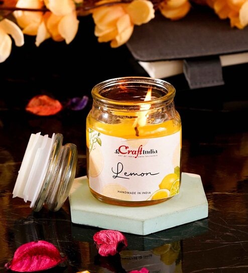 Lemon Yellow Wax Scented Jar Candles