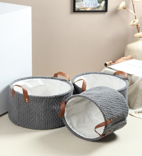 Leni Ash Grey Basket Set Of 3