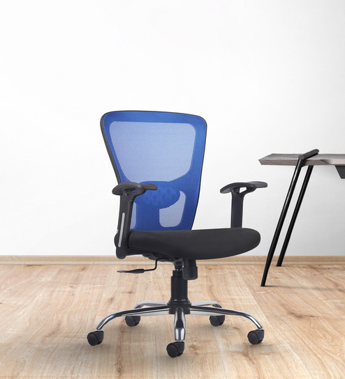 Leo Wave Breathable Mesh Ergonomic Chair in Blue Colour