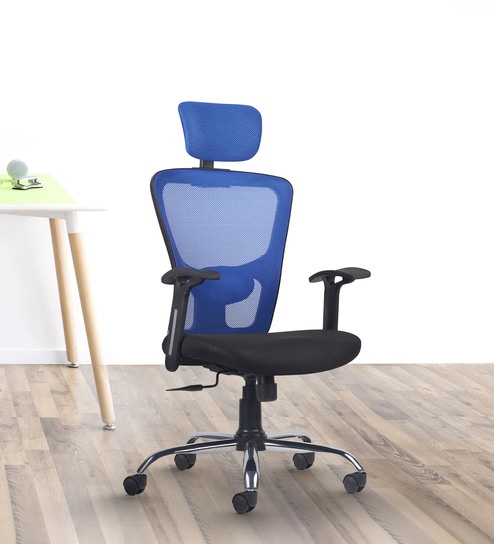 Leo Wave Breathable Mesh Ergonomic Chair in Blue Colour