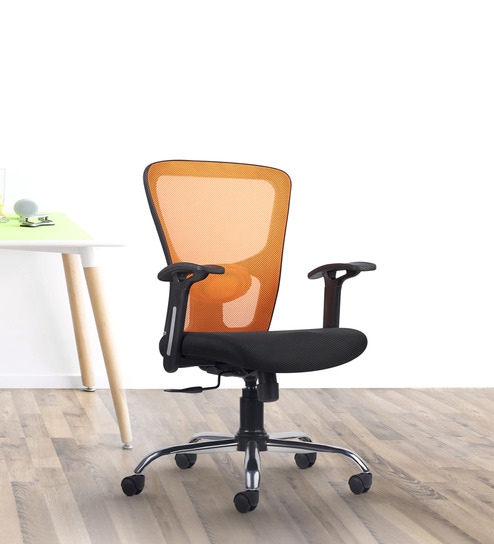 Leo Wave Breathable Mesh Ergonomic Chair in Orange Colour